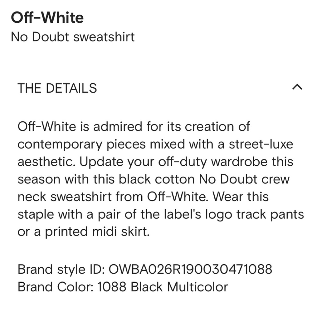 Off-White Black Sweatshirt “No Doubt” “Woman” size small - Picture 8 of 8